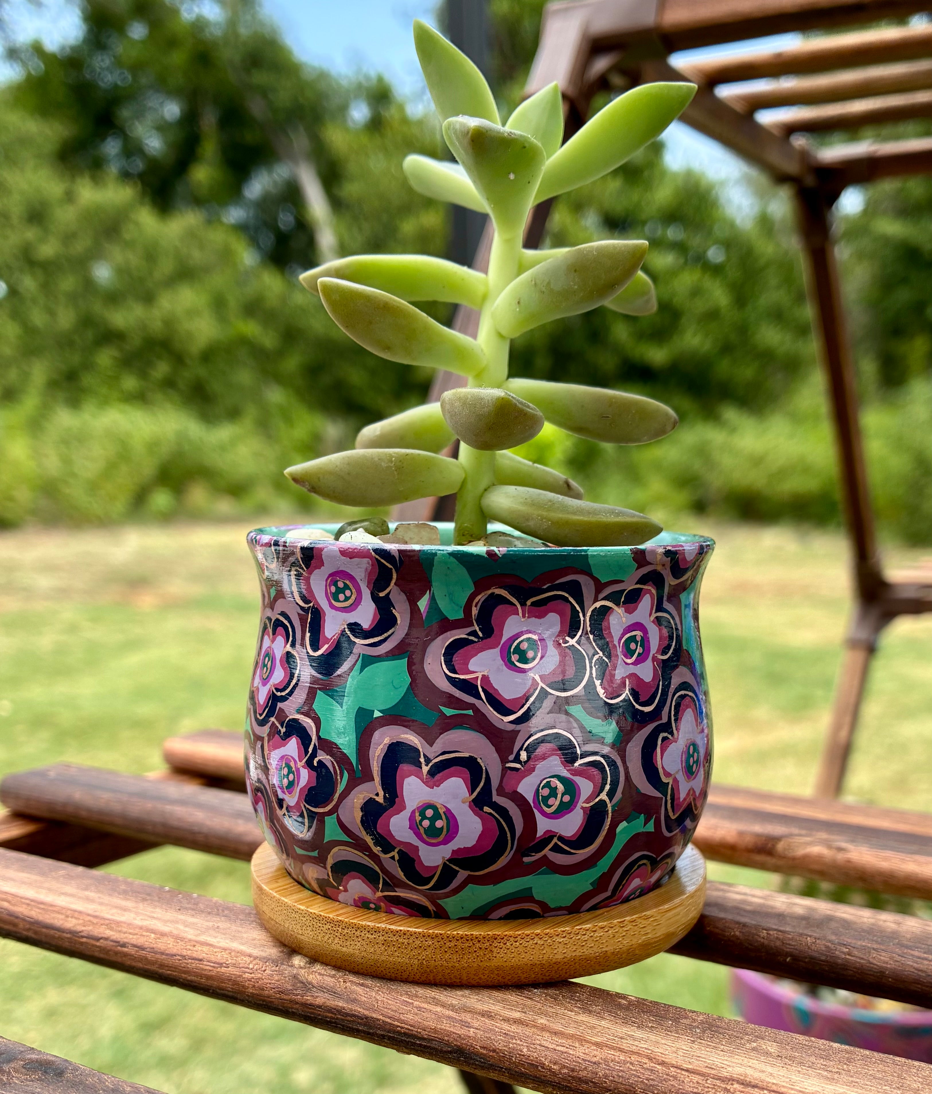 Flowers- teal and magenta with rose gold accents