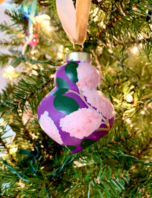 Dusty Rose and Cream Hydrangea Hand-Painted Ceramic Ornament