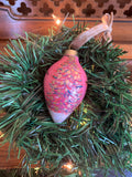 Hand-painted Peacock Pink Christmas Tree Ceramic Teardrop Bauble