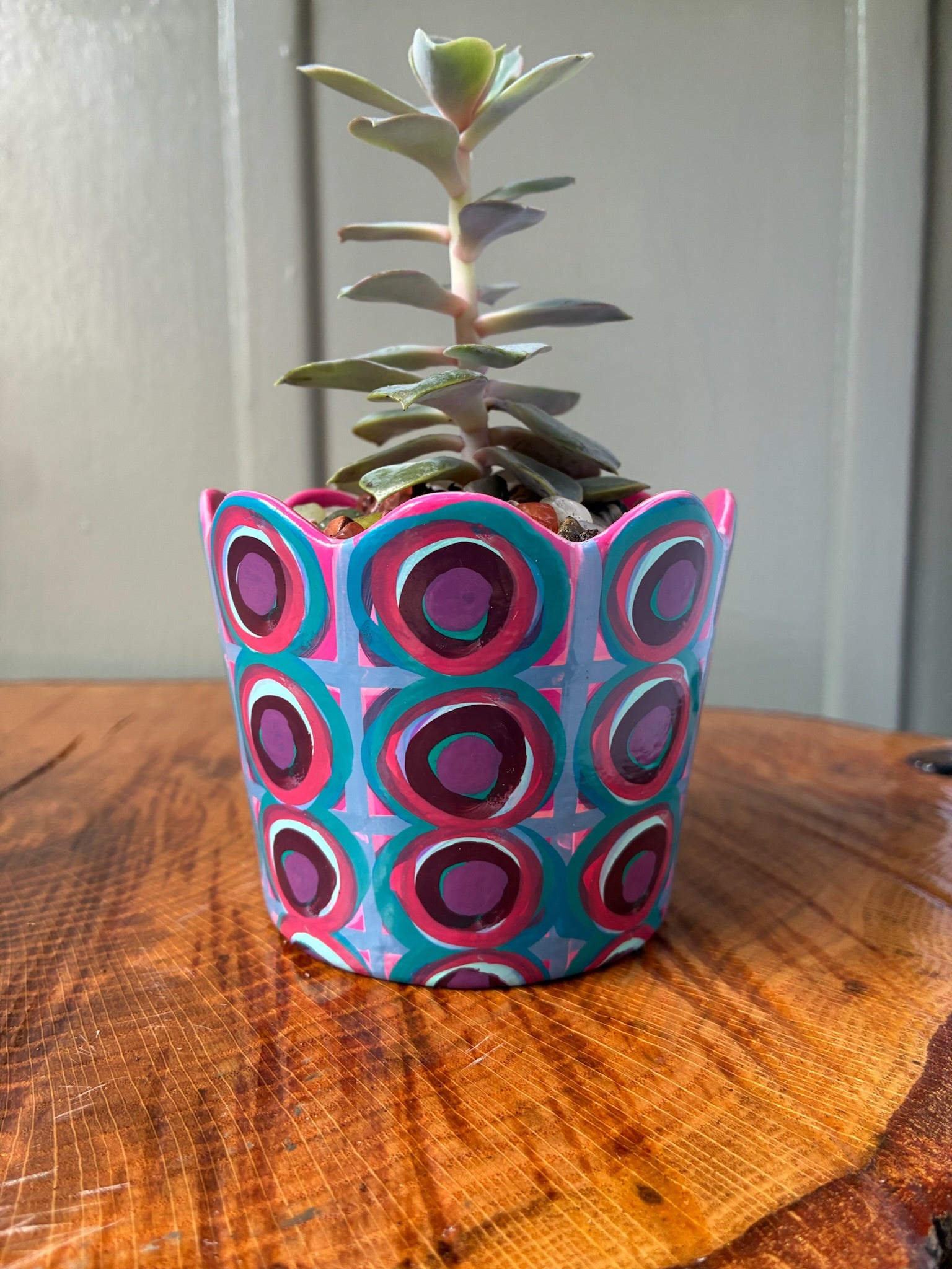 Layered Circle Plaid- pinks and blues and purples