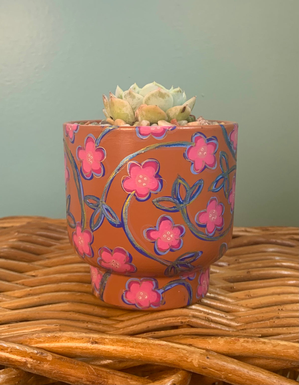 Hand Painted Medium Ceramic Terracotta Planter Pot