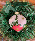 Hand-Painted Poinsettia Inspired Ceramic Drop Bauble