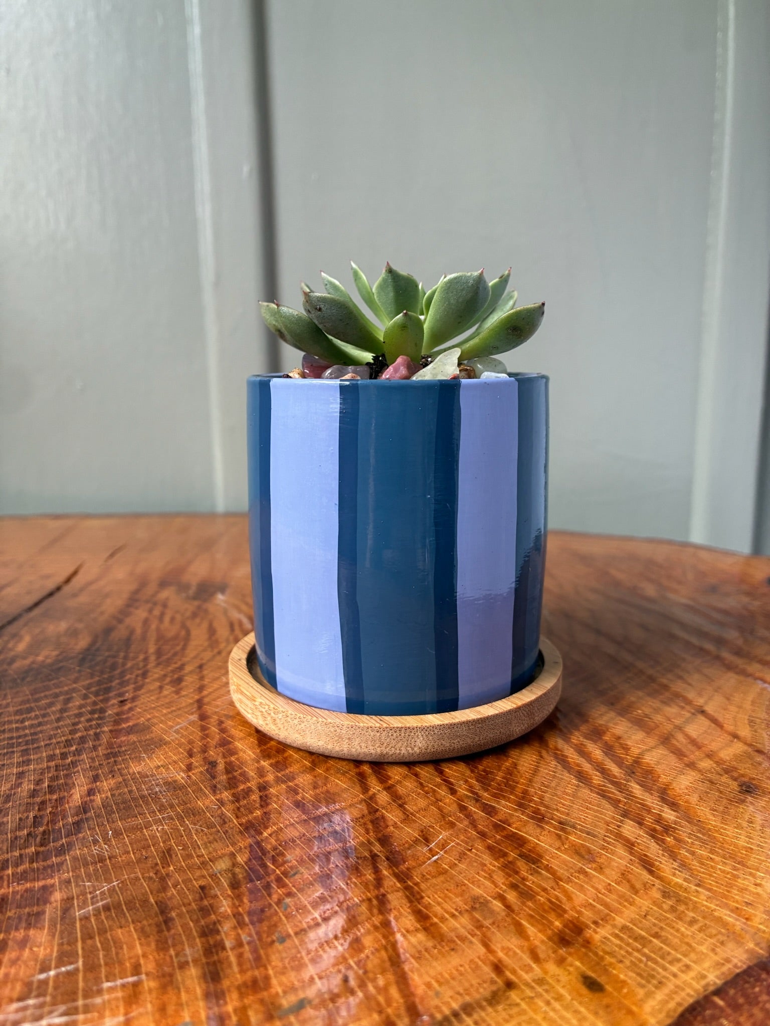 Accented Stripes- navy and periwinkle
