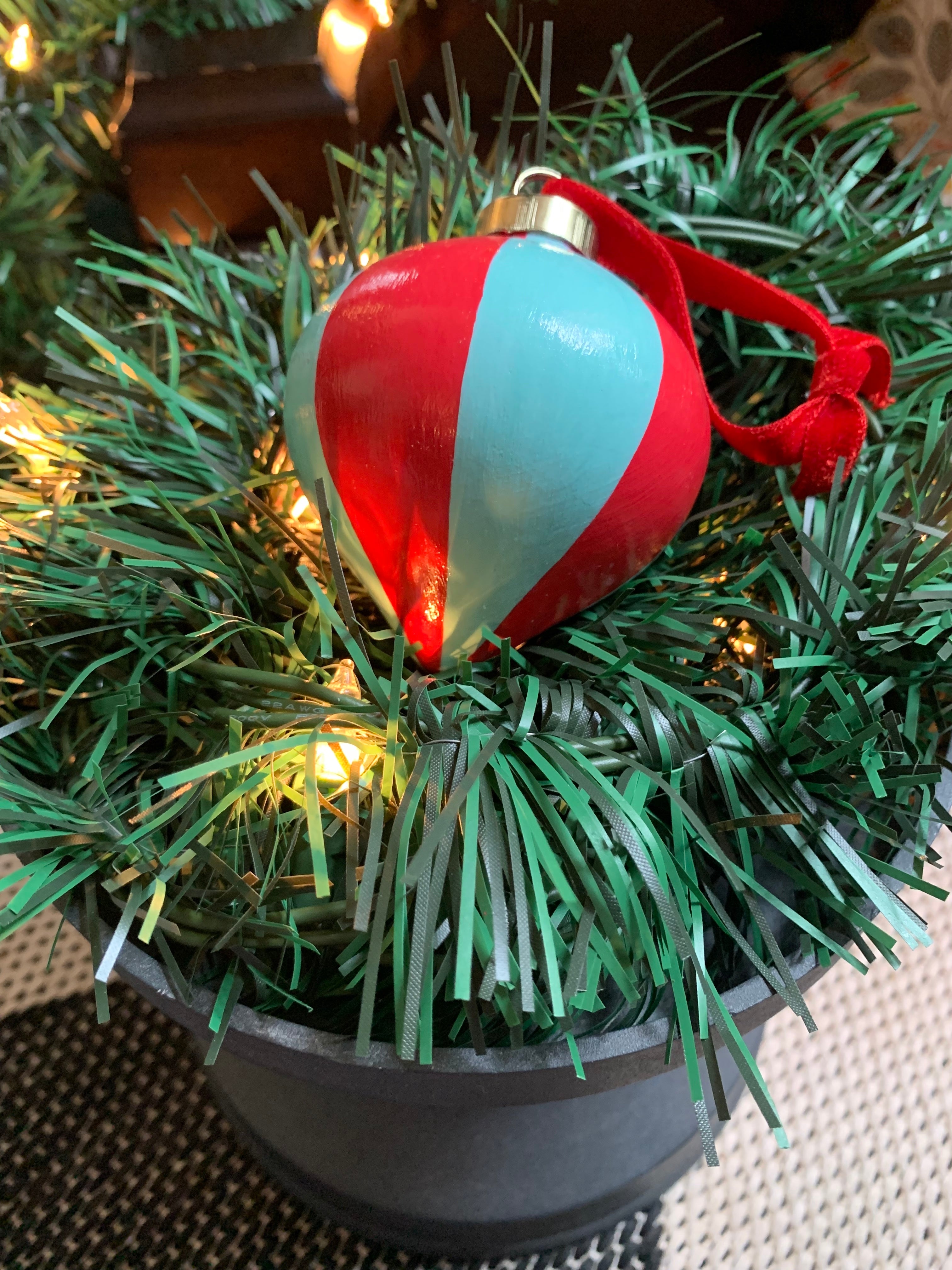 Hand-painted Striped Ceramic Drop Bauble (Multiple Color Combos Available)
