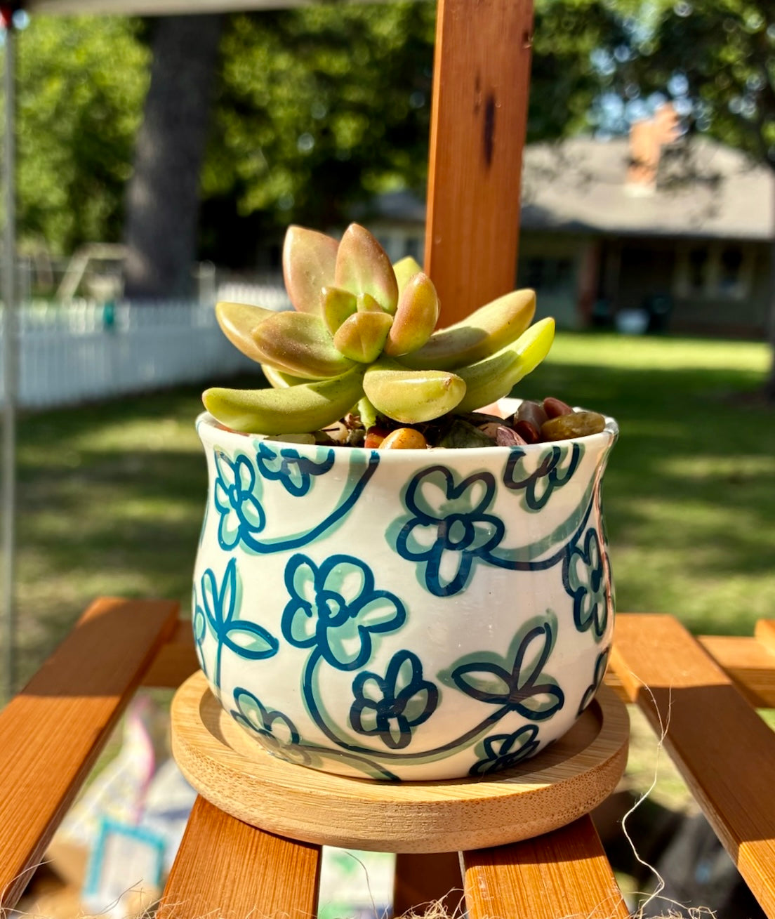 Floral Swoops- shades of blue on white