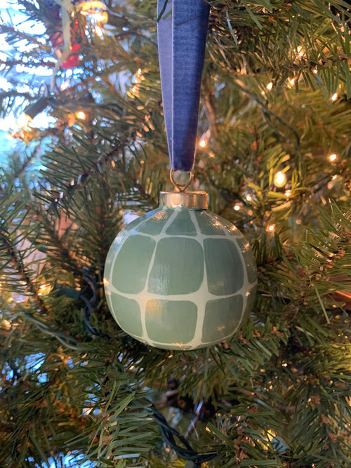 Funky Geometric Hand-Painted Ceramic Bauble