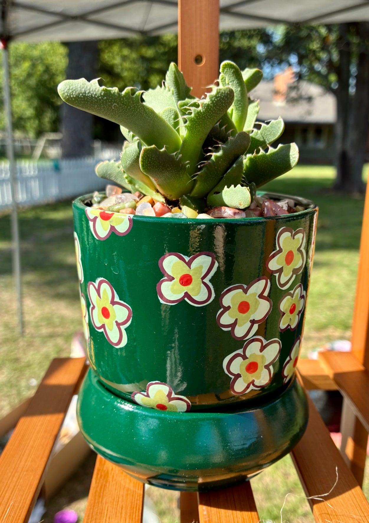 Flowers- green with gold with tray