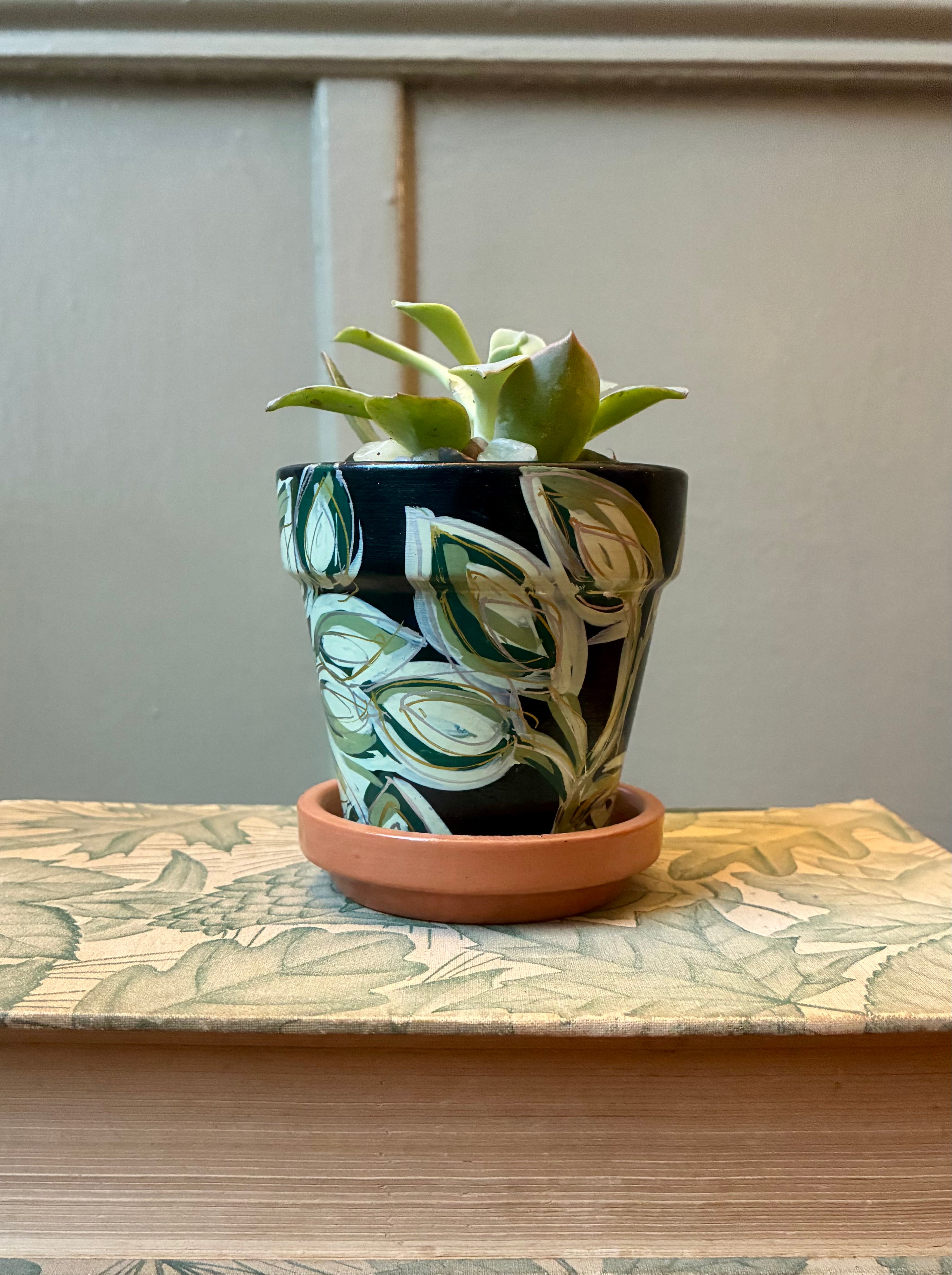 Hand Painted Small Ceramic Terracotta Planter Pot