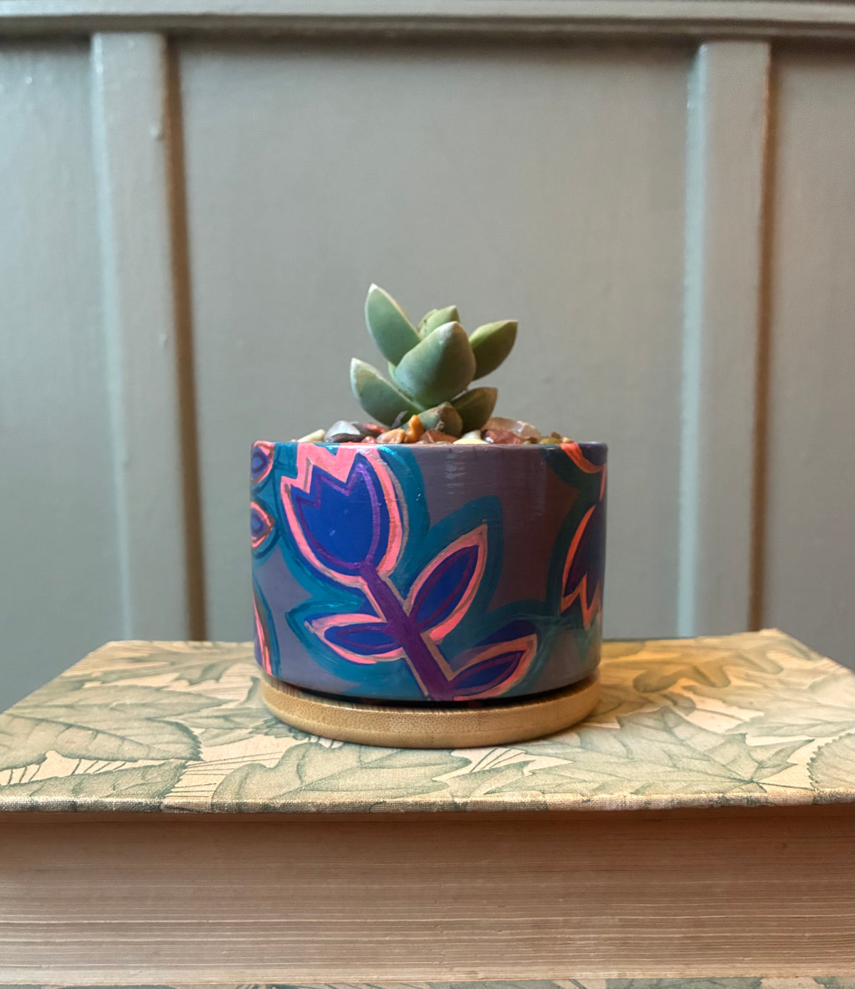 Hand Painted Medium Ceramic Terracotta Planter Pot