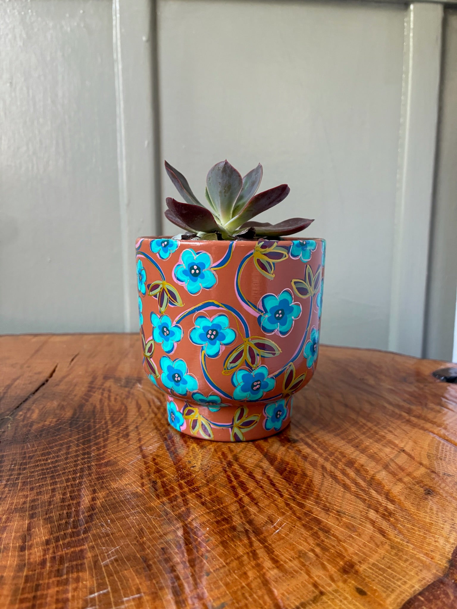 Floral Swoops- desert blue