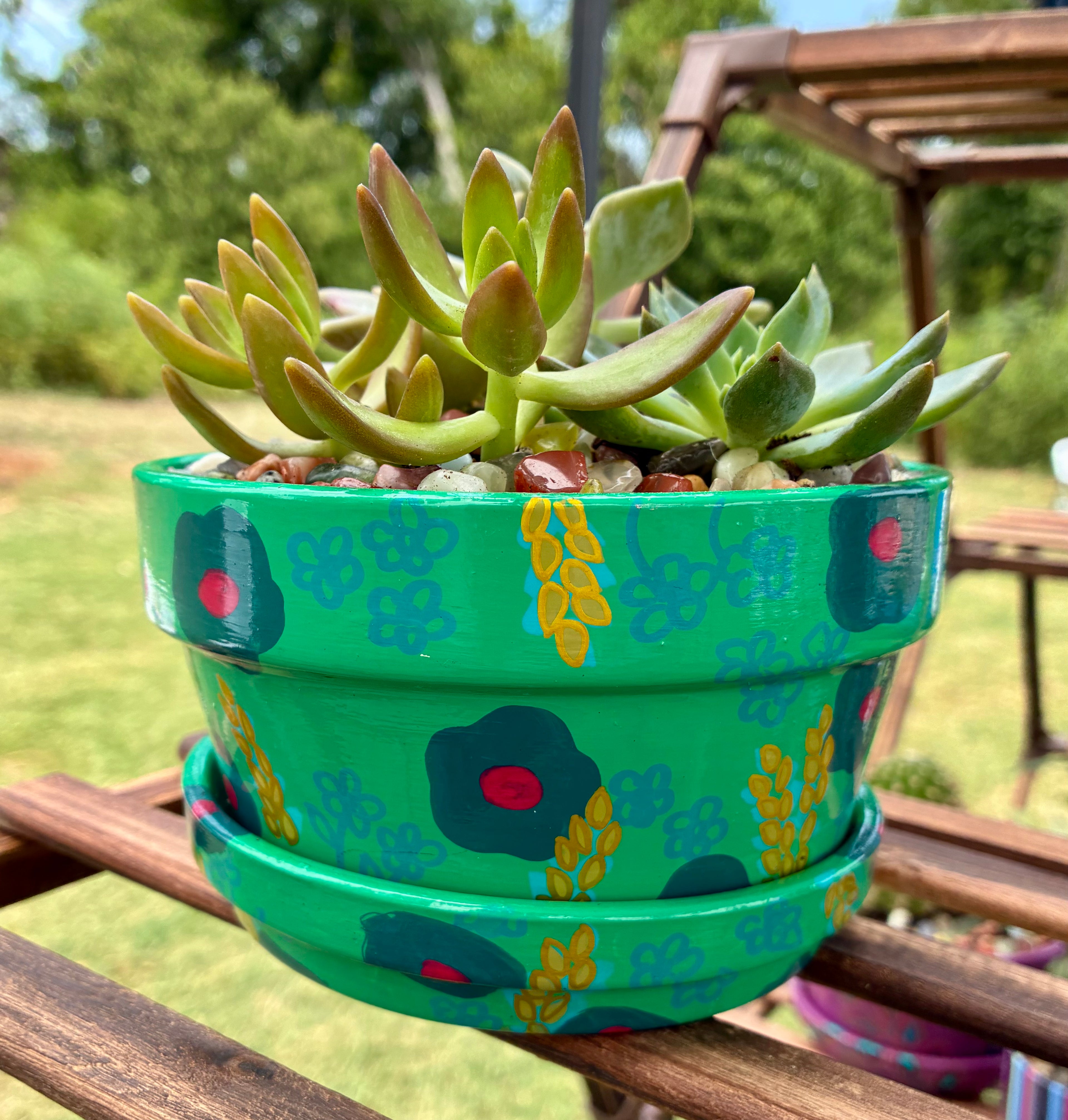 Florals on Kelly Green