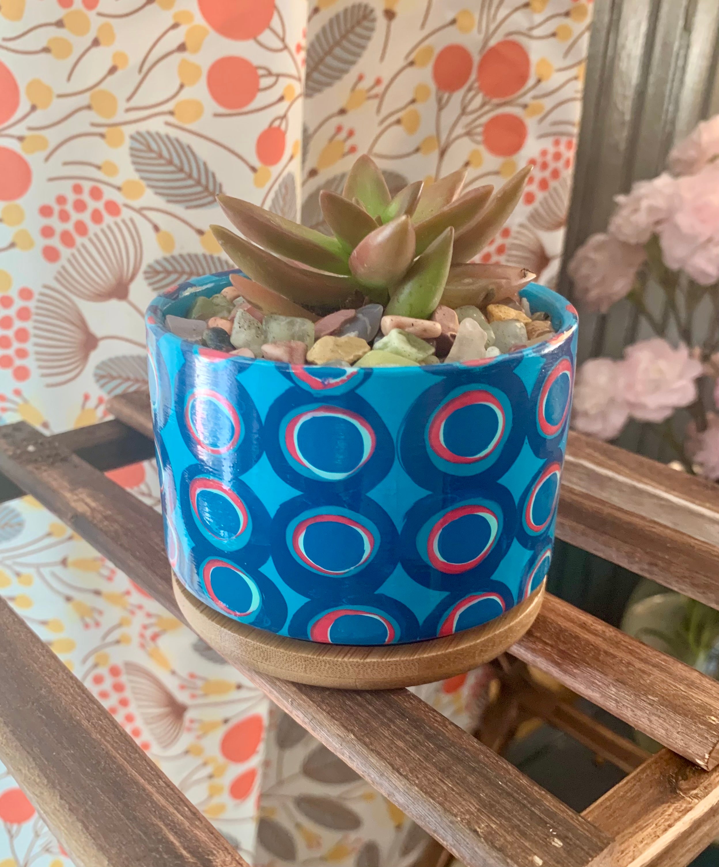 Layered Circles- blues with red