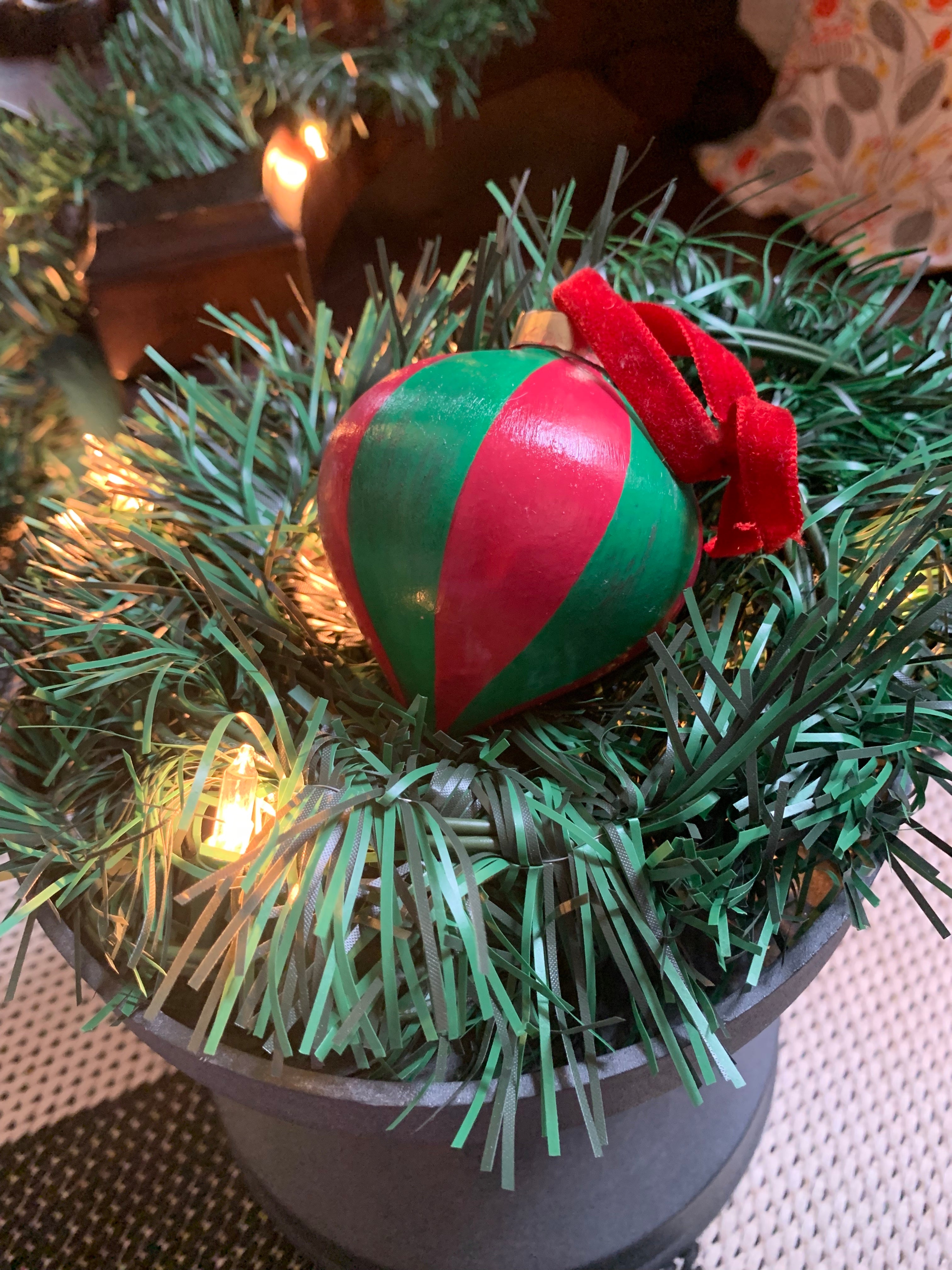 Hand-painted Striped Ceramic Drop Bauble (Multiple Color Combos Available)